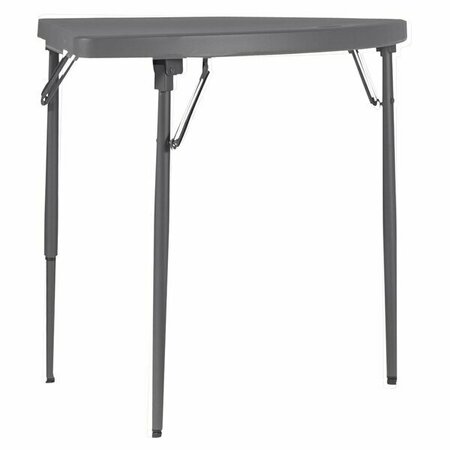 ZOWN 60523SGY2E Gray Commercial Blow Molded Resin Corner Folding Table - 2/Pack, 2PK 31260523SGY2